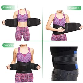 SUAVER Deluxe Neoprene Doppelriemen Rückenbandage Verstellbarer Taillen Trimmer Gürtel,Lendenwirbelstütze Bauch Bandage Linderung bei Ischias für Herren und Damen(Schwarz,M / 28-32")