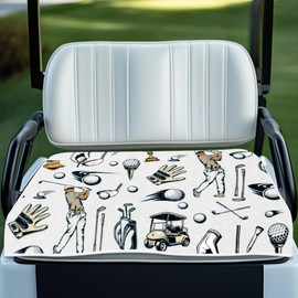 WEBEEDY Golf Theme Cart Seat Covers, Sporty Design Microfiber Golf Cart Seat Towel Blanket Seats Protector for Summer Professional 2-Seat Club Car Accessories, 51"x 31"/ 130x78.5 cm