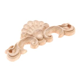 MUXSAM 4Pcs Wood Carved Mouldings Wooden Carving Appliques Corner Onlay Frame Decal of Furniture Decoration 11.5x5cm