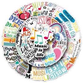 Love Music Stickers for Laptop (50 Pieces), Gift for Children, Teenagers, Adults, Boys, Love Music Waterproof Vinyl Stickers for Scrapbooking, Skateboard, Car, Luggage