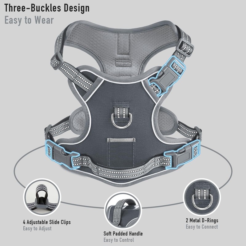AUNZO No-Pull Adjustable Dog Harness for Small Dogs,Easy Control with