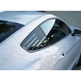 Decal Concepts Flat Black American Flag Rear Quarter Window Accent Decal (2) (Fits Mustang 2015-2022)
