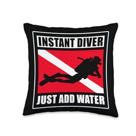 Instant Diver Just Add Water Scuba Diving Diver Throw Pillow