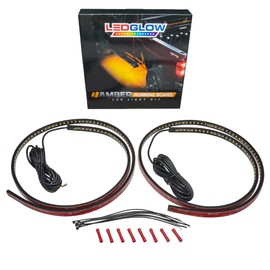 LEDGlow 70" Truck LED Running Board Light Amber Side Marker Kit with White Courtesy Lights for Extended & Crew Cab Trucks - Multi-Function Lighting - Flexible Waterproof Strips