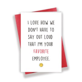 Longkado Humor I’m Your Favorite Emplyee Card for Boss, Happy Boss’s Day Card, Heartwearming Boss Birthday Card