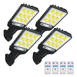 4 Pack Solar LED Outdoor Light with Remote Control, Wall Mount, Motion Sensor, Wireless