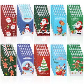 SAYAYA 50 Pieces Christmas Mini Notepads Bulk Cute Christmas Spiral Notebooks Small Pocket Memo Pads Holiday Xmas Gifts for Classroom Students Kids School Stocking Stuffers Party Favor Supplies