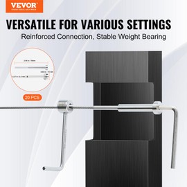 VEVOR Cable Railing Kit, 20 Pack 1/8" Silver Invisible Cable Railing, T316 Stainless Steel Deck Cable Railing Hardware Kit for Wood/Metal Post