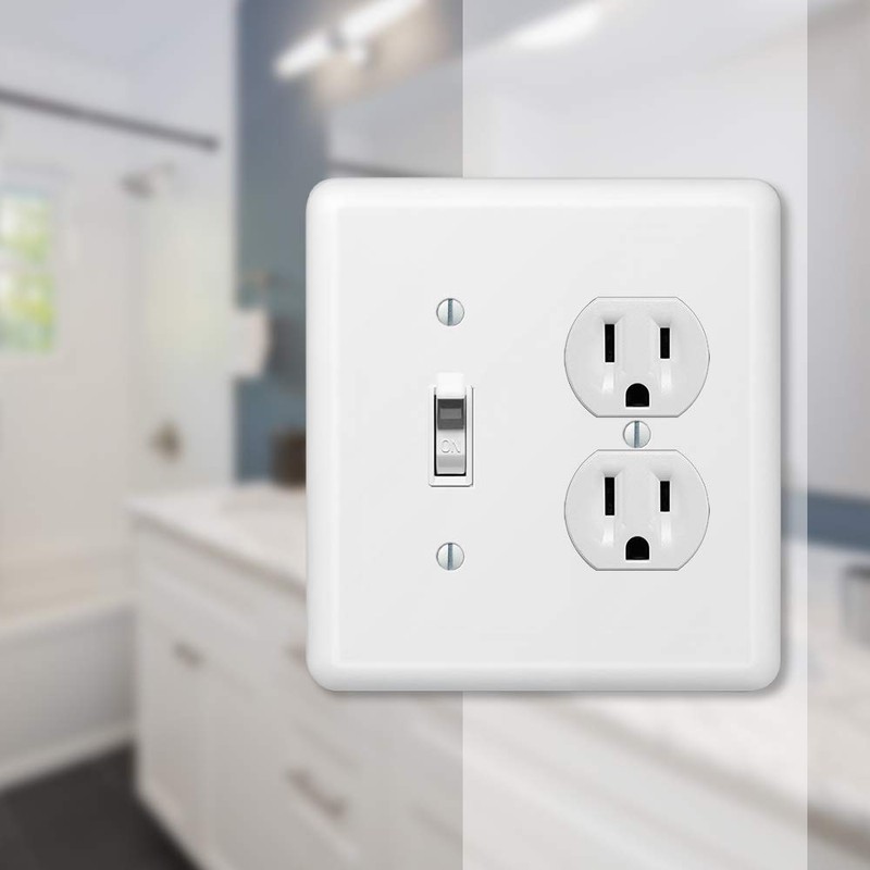 Amerelle Devon Single Toggle/Single Duplex Steel Wallplate in White