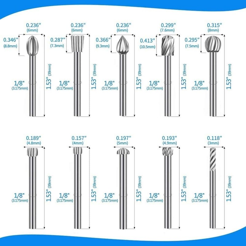 20Pcs Carving Bits Wood Engraving Router Bit with 1/8"(3mm) Shank,