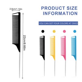KGDUYC Set of 4 Hair Comb Professional Needle Handle Comb Hairdressing Comb Cutting Comb Steel Tip Tail Comb Black Comb Set for Hair Styling Salon