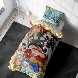One Piece Bed Linen 135 x 200 cm, Manga Pirate Bed Linen 80 x 80 cm + 135 x 200 cm, Anime Teenager Microfibre Bed Linen, Comfortable and Soft (One_Piece)