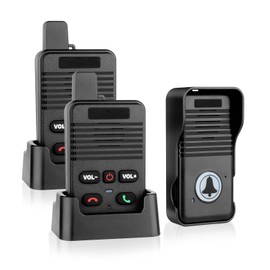 Wireless Door Bell, Full Duplex Long Range Wireless Doorbell, Waterproof 2 Way Communication Doorbell, 8 Volume Levels 4 Chime Wireless Doorbells For Home Business(Black, 2 Receiver, 1 Transmitter)
