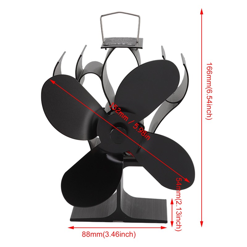Heat Powered Stove Fan Self Starting Heat Resistant Aluminum Alloy