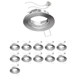 ledscom.de FERE Ceiling Mounting Frame Matt Chrome (LED/Halogen/MR16/50 mm) with GU5.3 Socket Pack of 12