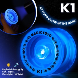 MAGICYOYO Yo Yo Kids K1 Dark Blue, Responsive Yoyo for Kids, Professional Stunt Yo Yo for Beginner, Pro Trick Yoyo with Unresponsive Bearing, YoYo Storage Case, 12 Strings, Glove, 2 Hubstacks