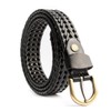 ECHAIN Women Braided Woven Genuine Leather Narrow Belt 25mm Wide