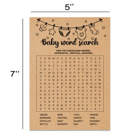 Baby Shower Game, Baby Word Search Game Cards, Baby Shower Party Games Supplies & Activities, Party Activities Ideas Supplies, Baby Shower Ideas, 30 Game Cards Included, Kraft