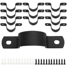12Pcs Black Pipe Strap, 1 Inch Metal Pipe Clamp Rigid Conduit Clamp, 2 Hole U Bracket for Pipe Fixing/Plumbers(Inside Diameter: 3.5cm)