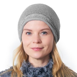 CHARM Boho Slouchy Knit Beanie for Women, Mens Fashion Rasta Tam-Style Hat for Fall & Spring Made in Korea Gray