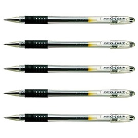 PILOT G1 Grip Ballpoint Pens Fine Tip Gel Ink Black Pack of 5aa