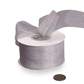 5/8" X 25 Yards Silver Shimmer Sheer Organza Ribbon