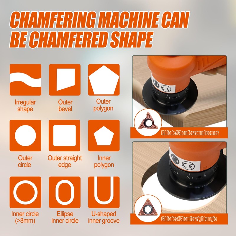 2 in 1 Mini Pneumatic Chamfering Machine, 45° Arc Corner