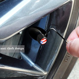 Dsycar 12 Pack Anti-Theft Puerto Rico Flag Tire Valve Caps, Universal Aluminum Stem Covers for Cars, Trucks, Bikes, Motorcycles | Airtight Seal | Hexagon Design (Anti- Theft/ Puerto Rico Flag)