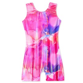 Girls Gymnastics Leotard Kids Tumble Bodysuits Size 8-9 Years Sparkle Pink Gold Gym Leos