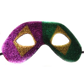 MGO Glitter Large Eye Mask Purple Green Gold Mardi Gras Costume