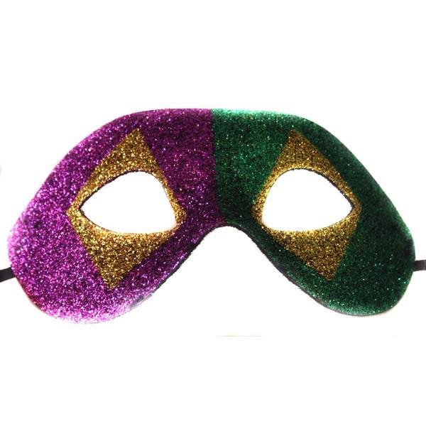 MGO Glitter Large Eye Mask Purple Green Gold Mardi Gras