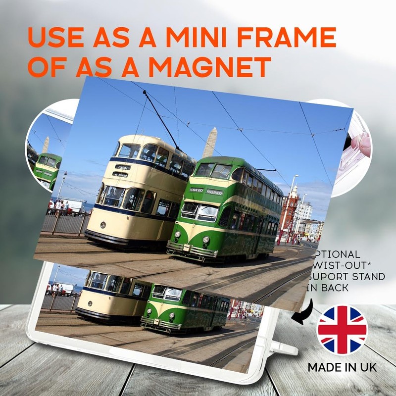 Classic Rectangle Magnet with Stand - Blackpool Tram England UK