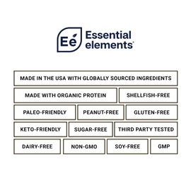 Essential Elements Essential Elements Organic Pea Protein Powder - Creamy Chocolate | Low-carb Plant-Based Vegan Blend - Keto-Friendly and Gluten-Free | 20 Servings, 17 oz