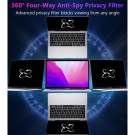PYS 4-Way Privacy Screen for MacBook Pro 13 Inch (2016-2022, M1, M2) & MacBook Air 13 Inch (2018-2021, M1) - 360° Anti-Spy Filter, Matte Anti-Glare Protector, Scratch-Resistant Film, Laptop Privacy Filter Shield