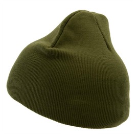 Classic VW Beetle Embroidered 8 Inch Knitted Short Beanie - Olive OSFM
