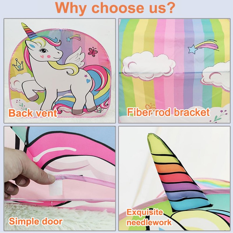 Kids Play Tent Automatically Open Foldable Into Carrying Bag Cartoon