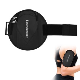 WisePoint Running Armband, Oxford Cloth Phone Armband Light Reflecting Running Accessories with Adjustable Strap, Dual Pockets Gym Phone Holder for Running, Camping, Hiking (black)