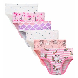 Family Feeling Kids Soft Cotton Panties Little Girls Assorted Underwear (Pack of 6) Size 6 7