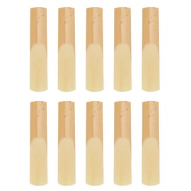 10 Pieces Tenor Saxophone Reeds Musical Instrument Accessories Saxophone with Plastic Protective Case Woodwind Instruments Replacement for Students Beginners Educators Wood Color