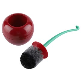 Socialme Cepillo de Bano para Inodoro Creativo Adorable Cereza En Forma Soporte No Poroso Base para Baño Herramienta(Rojo Profundo)