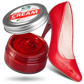 SULPO Black Shoe Cream - Shoe Shine Cream - Leather Cream Leather Balm Smooth Leather - Water-based - Refresh Colour - Leather Care - Real and Faux Leather - 50 ml (Red)