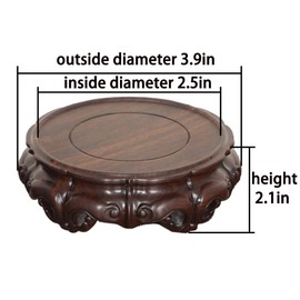 GOLDY&WENDY Rosewood Round Asian Wood Carving Pedestal Smooth Sturdy Display Wooden Ornament Stand Base
