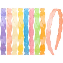 KIUEZIR 8pcs Plastic Braided Headbands with Teeth - Criss Cross Design in Candy Colour Tones, Durable & Lightweight Acrylic Alice Bands for Women Work, Dates, Special Occasions & Daily Use