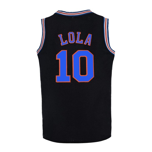 Men's Basketball Jersey #10 LOLA Space Movie Shirts (Black, Medium)