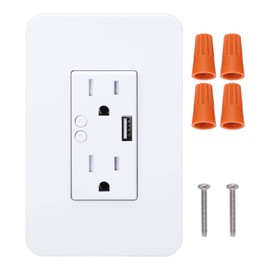 USB Outlets Receptacles KS 604S Smart Wall Socket Voice Control Electrical Outlet with USB Ports for Home