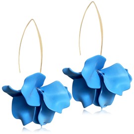 arete colgantes de acrílico bohemio hechos a mano con flores grandes de resina única con pétalos escalonados para mujer, Resina, acrílico, N/P