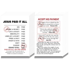 Saypacck 150 Pcs Jesus Paid It All Cards Christian Mini Scripture Motivational Gospel Tract Card Assorted Holy Inspirational Bible Verses Plan of Salvation for Men Women Teens Prayer Gifts