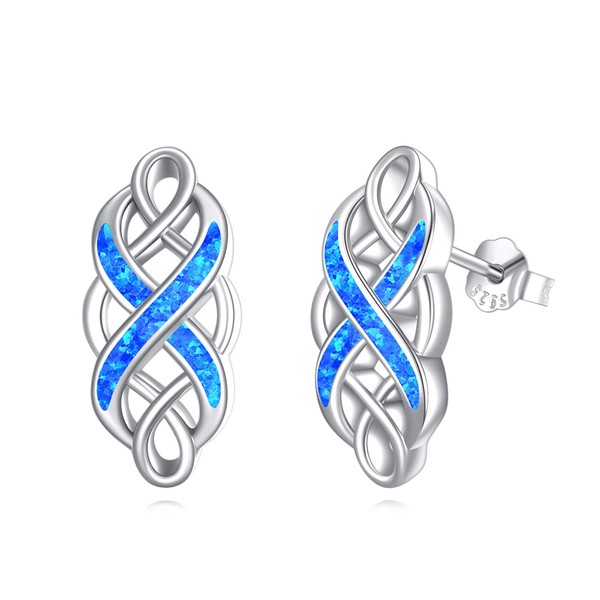 YFN Sterling Silver Celtic Knot Stud Earrings Good Luck Irish