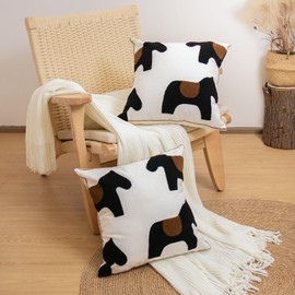 lifein 18x18 Pillow Covers Set of 2-Throw Pillow Cover,Tufted Boho Jacquard Pillow Covers,Farmhouse Decorative Pillow Cover,Pillow Cases for Gift,Couch,Sofa,Bed,Chair,Living Room,Home Decor(18x18inch)