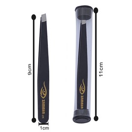 ZAMAHA UK Tweezers for Facial Hair Women & Men Professional Stainless Steel Black Color Coated Precision Tweezers Slanted Tip Eyebrow Tweezers for Ingrown Hair Tweezers